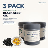 Three PROTOCEL Black Seed Oil jars, 60 softgels each